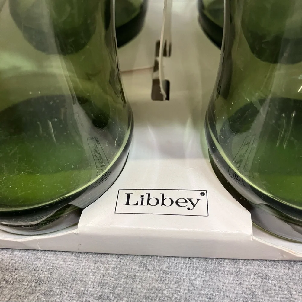 NEW Vtg Libbey Apollo Juice Glasses Avocado Green 4